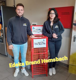 Futterspendenbox im Edekamarkt Brand in Hemsbach