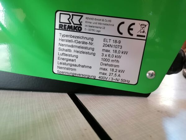 Remko ELT 18-9 Elektroheizer 18 kW – Bild 6
